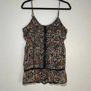 Sleeveless Chiffon Style Floral Cottagecore Boho Feminine Floral Lace Tank XL